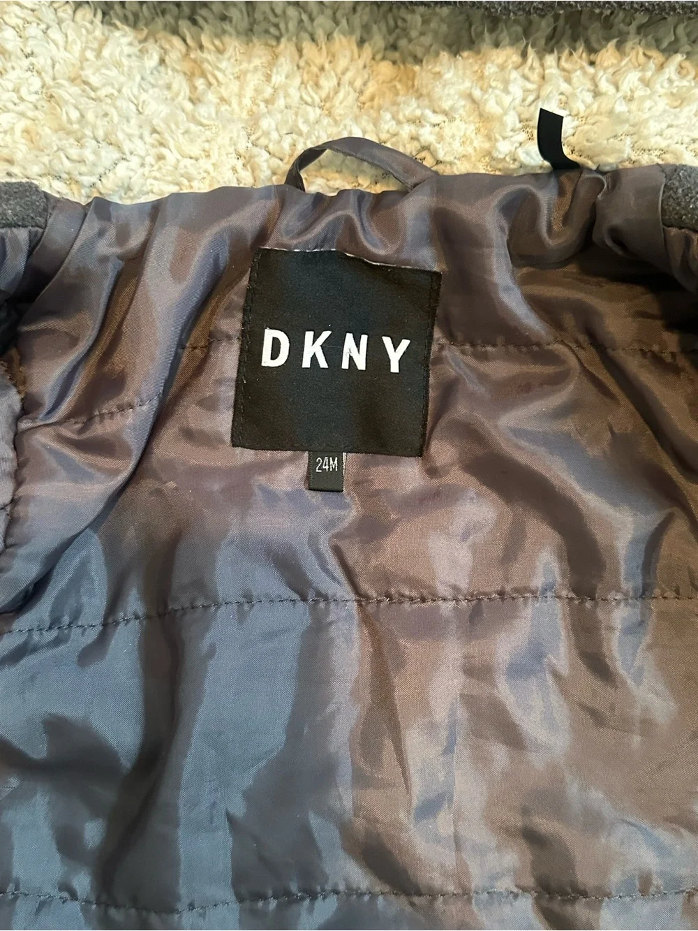 DKNY Toddler Boys' Gray Wool-Blend Pea Coat Hooded Jacket Size 24M